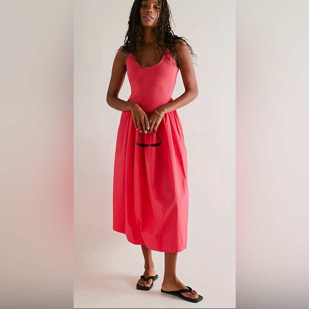 Free People Coral Pink Midi Tank Dress